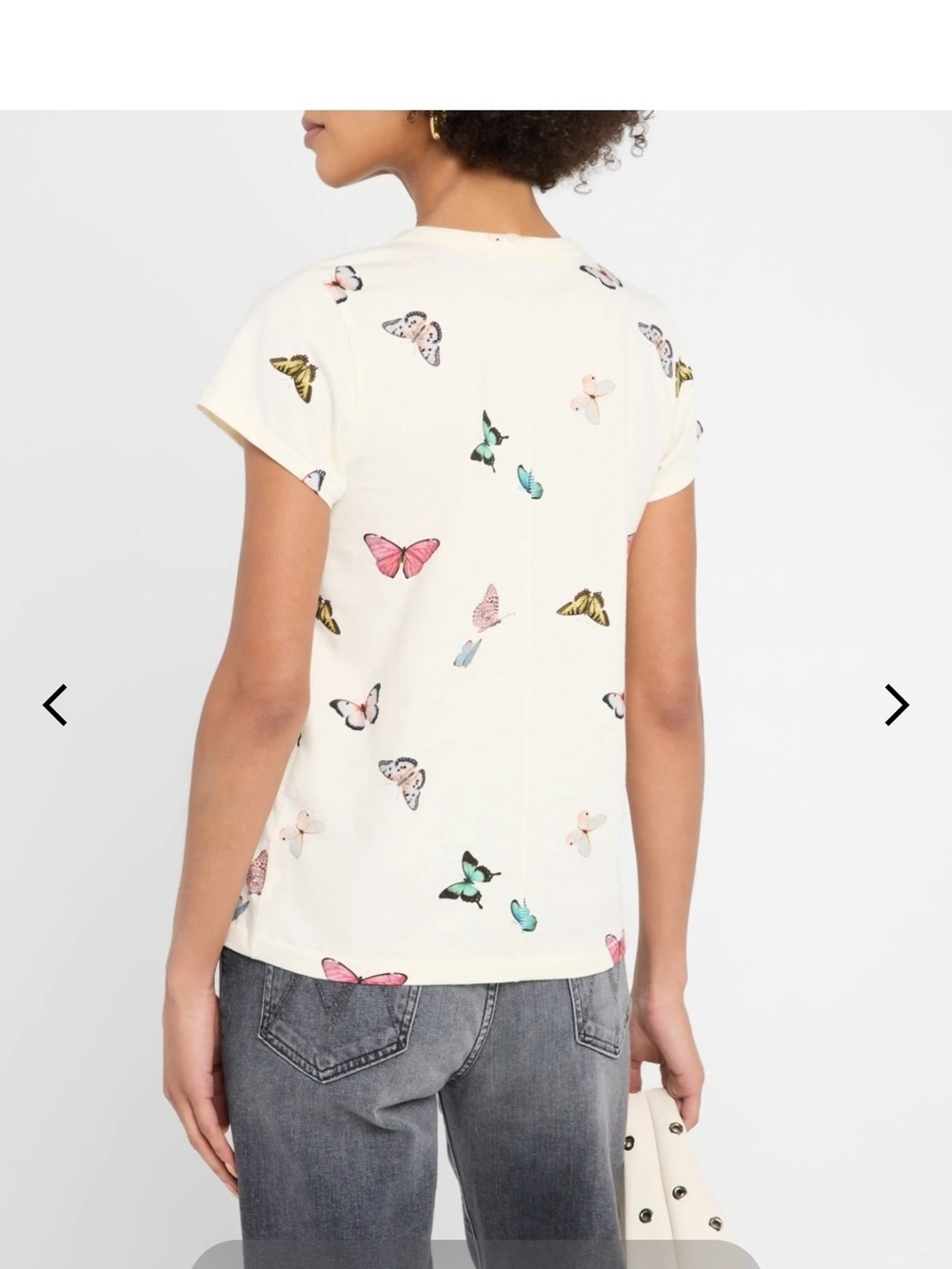 rag & bone Cream Butterfly Print Short Sleeve Tee - Picture 4 of 7